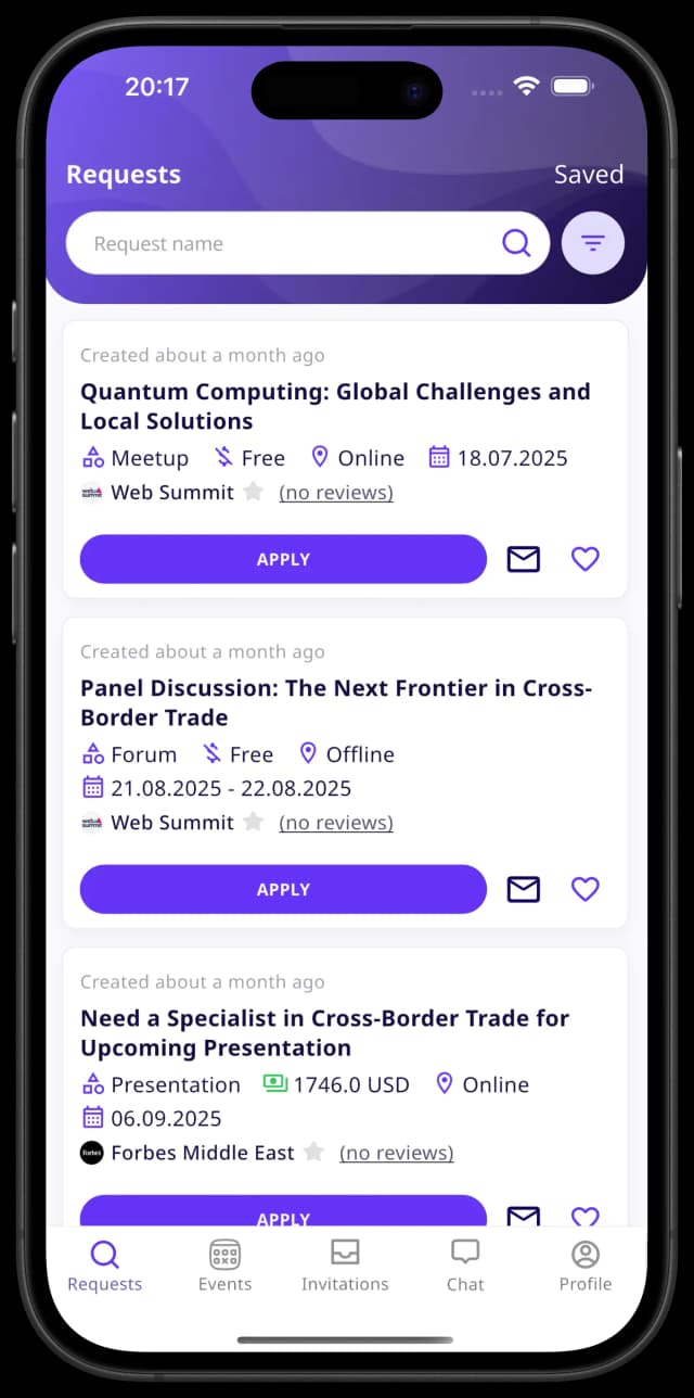 Find events